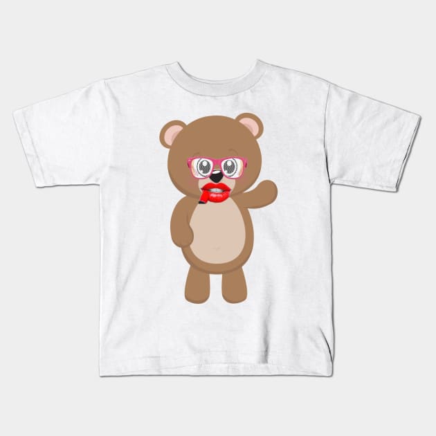 BEAR IN RED LEPS ART Kids T-Shirt by Own Store